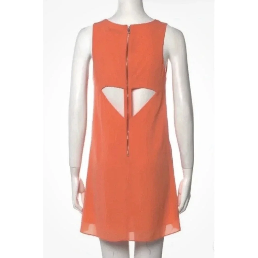 Alice + Olivia Orange Silk Heart Cutout Back V-Neck Mini Dress C503684600‎ Small